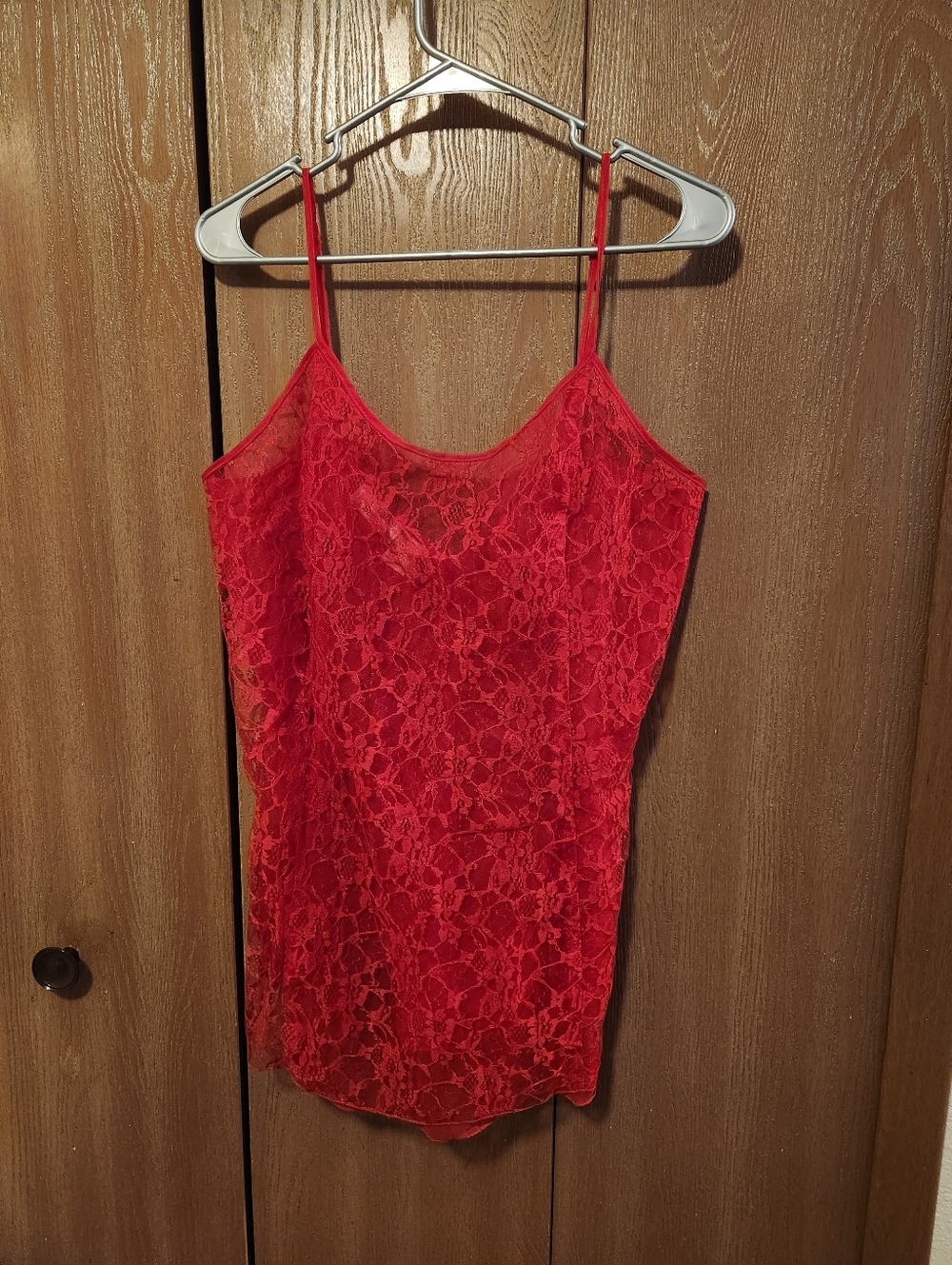Vtg Victoria's Secret Gold Label Size Large Lingerie Red Lace Chemise Nightgown